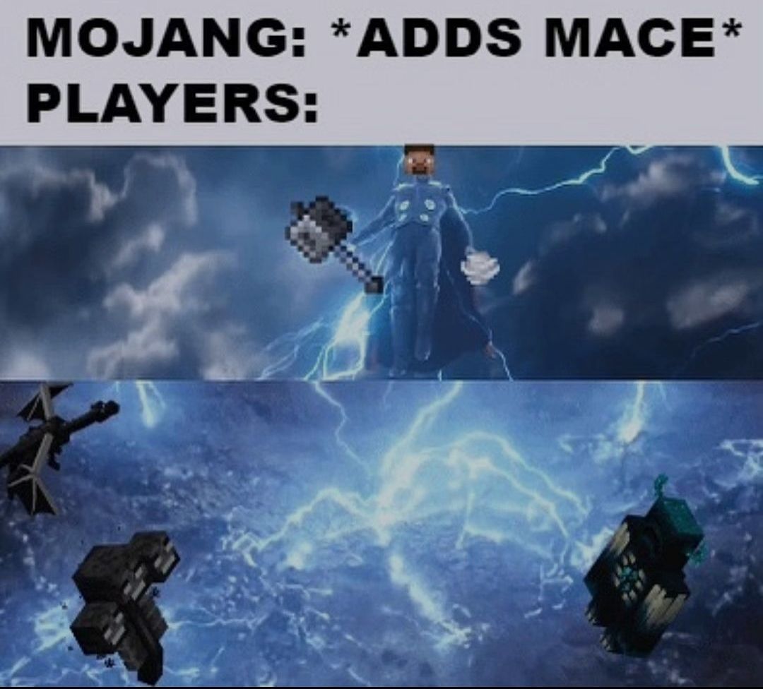 MOJANG: *ADDS MACE*
PLAYERS: