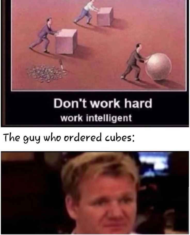 Don't work hard
work intelligent
The guy who ordered cubes: