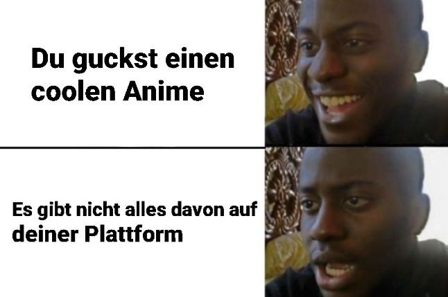 Du guckst einen
coolen Anime
Es gibt nicht alles davon auf
deiner Plattform
9