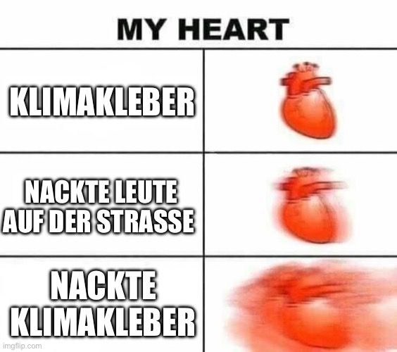 MY HEART
KLIMAKLEBER
NACKTE LEUTE
AUF DER STRASSE
NACKTE
KLIMAKLEBER
