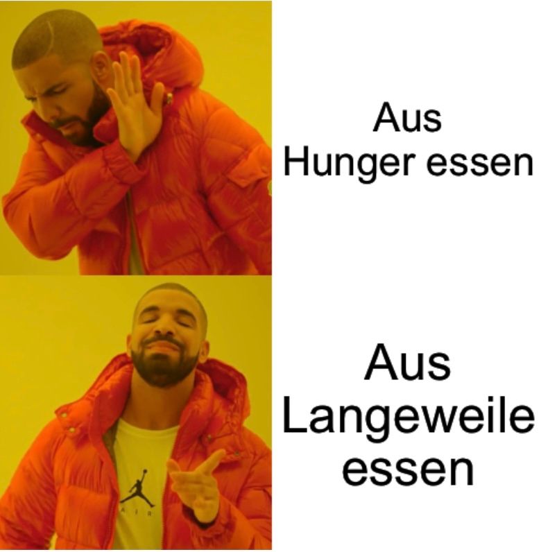 Aus
Hunger essen
Aus
Langeweile
essen