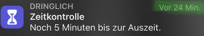 DRINGLICH
Zeitkontrolle
Noch 5 Minuten bis zur Auszeit.
Vor 24 Min.