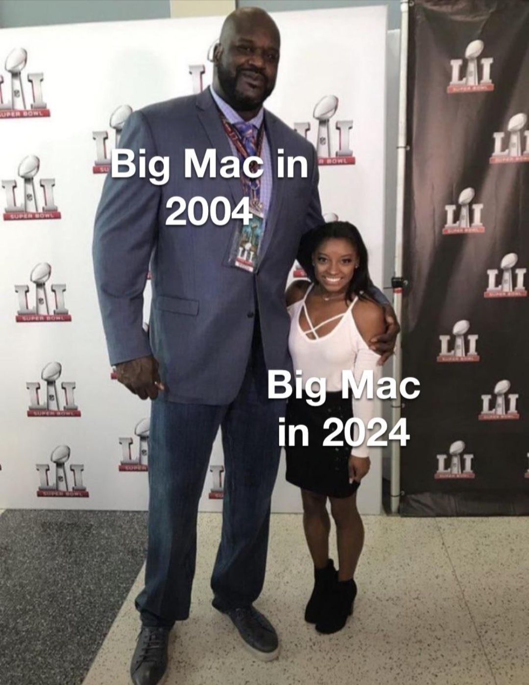 UPER BOWL
SUPER BOWL
SUPER BOWL
SUPER BOWL
SUPER HOW
Big Mac in
2004
COPER
ROWL
Big Mac
in 2024
LAI
L
LAI
LAI
LAI
L₁I
L₁I