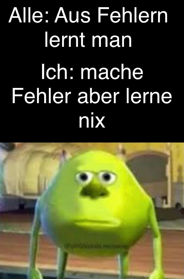 Alle: Aus Fehlern
lernt man
Ich: mache
Fehler aber lerne
nix