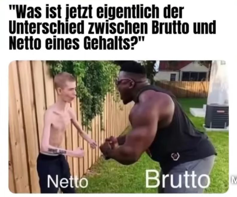 "Was ist jetzt eigentlich der
Unterschied zwischen Brutto und
Netto eines Gehalts?"
D
Netto
Brutto
M