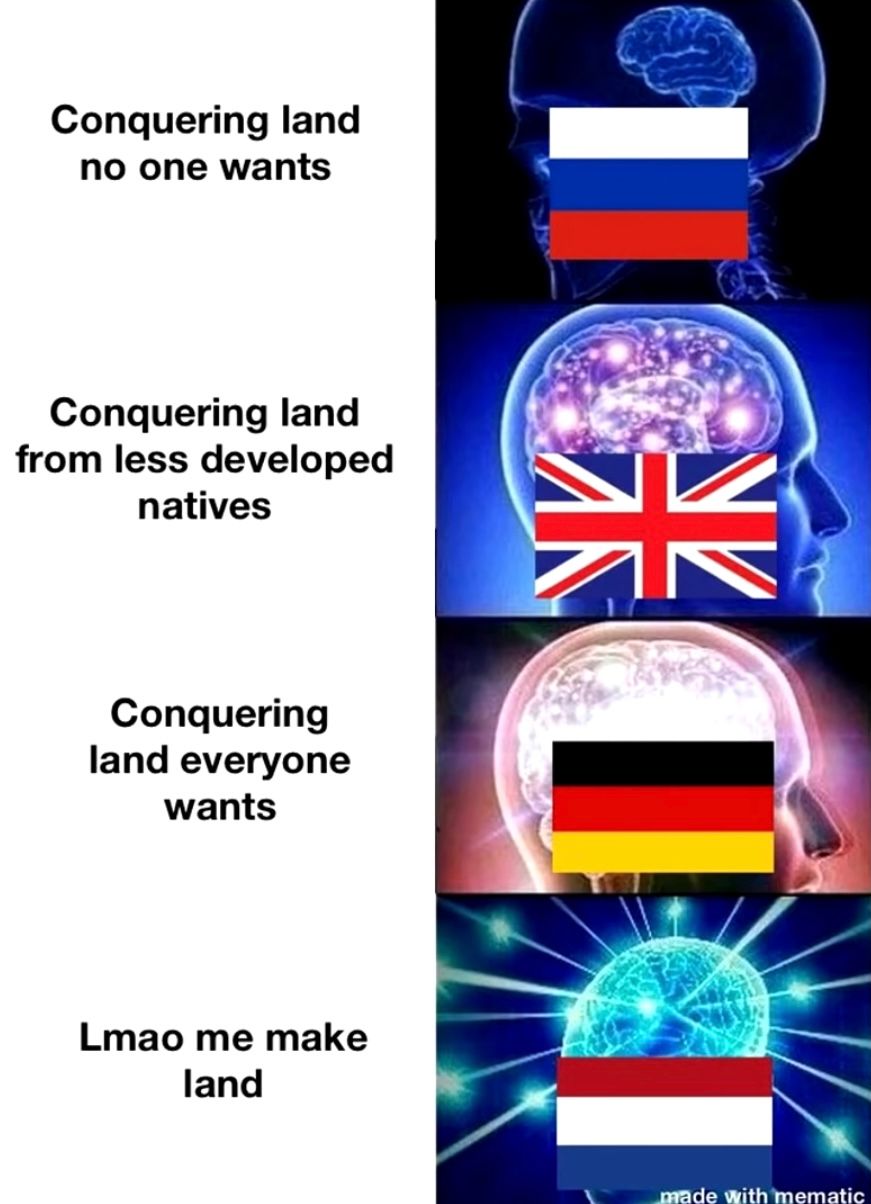 Conquering land
no one wants
Conquering land
from less developed
natives
Conquering
land everyone
wants
Lmao me make
land
米Q
made with mematic