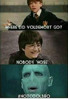 WHERE DID VOLDEMORT GO?
NOBODY 'NOSE
#NOTCOOLBRO