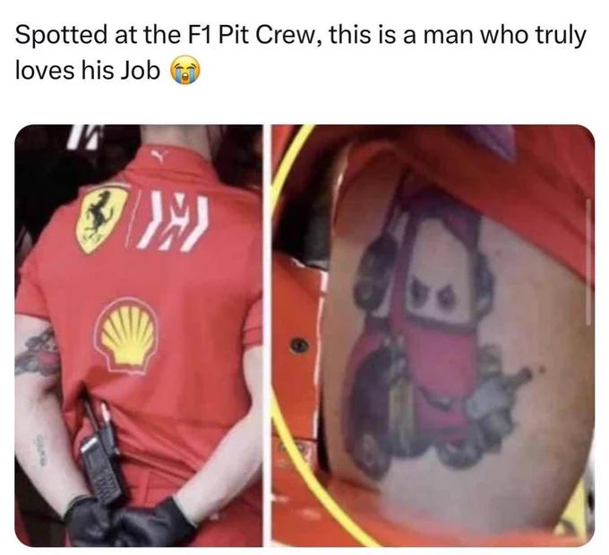 Spotted at the F1 Pit Crew, this is a man who truly
loves his Job