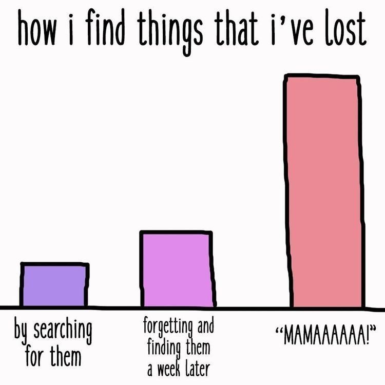 how i find things that i've lost
by searching
for them
forgetting and
finding them
a week later
"MAMAAAAAA!"