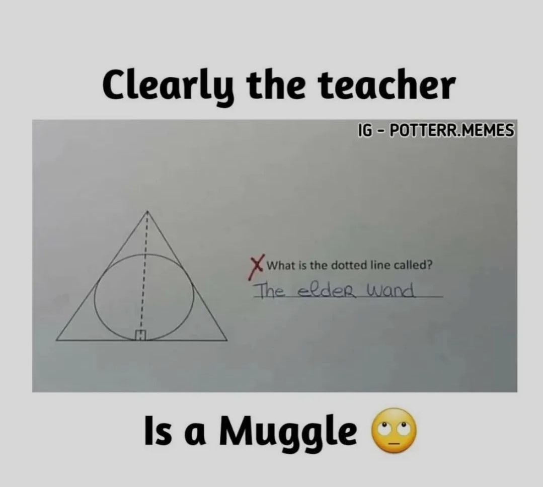 Clearly the teacher
IG - POTTERR.MEMES
What is the dotted line called?
Xw
The elder Wand
Is a Muggle