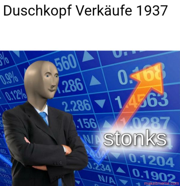 Duschkopf Verkäufe 1937
0.9%
560
0.12%
.286
0.168
2.286
14563
156 0287
WAstonks
404 0.1204
1902
600
J.234
N/A
1232
SZT
0.1902
makeitmeme.com