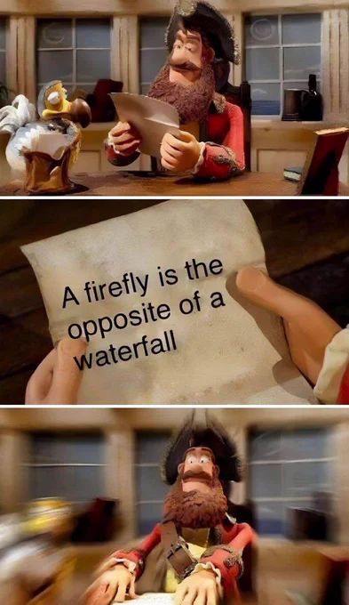 A firefly is the
opposite of a
waterfall